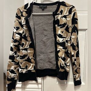 Ann Taylor Black and Camel Abstract Knit Cardigan